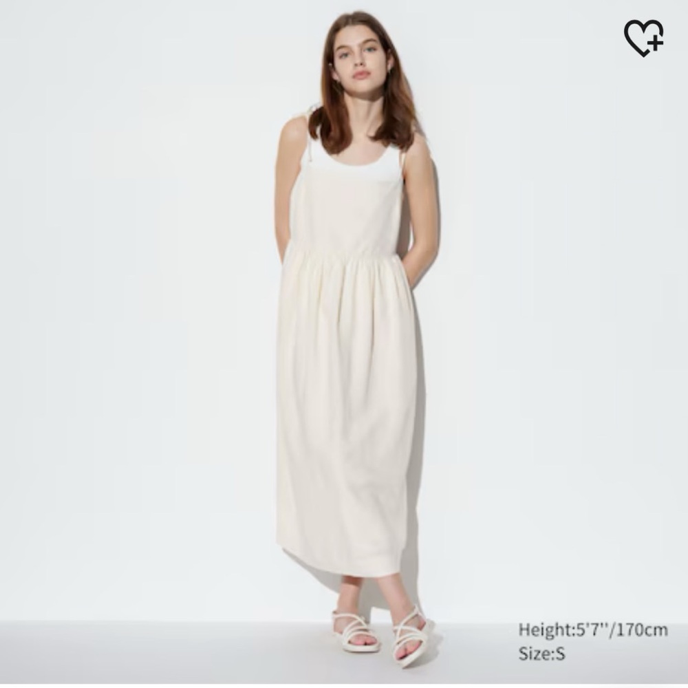 MAXI WHITE LINEN FLOWY DRESS UNIQLO SMALL